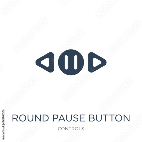 round pause button icon vector on white background, round pause