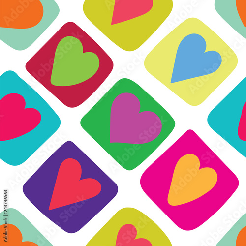 Heart seamless pattern. Vector love illustration. Valentine's Day, Mother's Day, wedding, scrapbook, gift wrapping paper, textiles. Doodle sketch. Colorful background