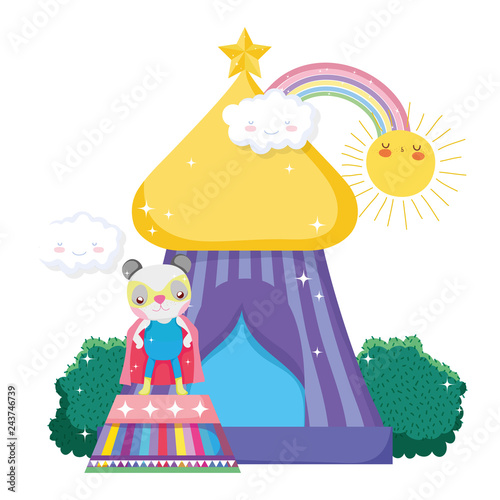 cute circus cat with layer and tent