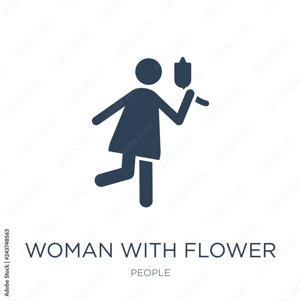 woman with flower icon vector on white background, woman with fl