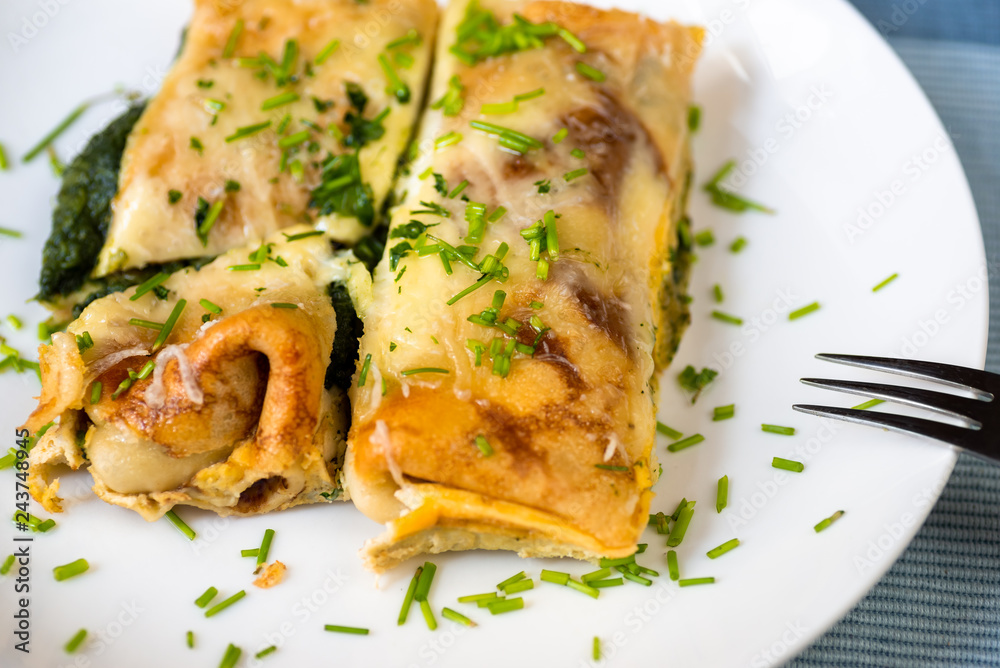 Omelette with spinach. Omelette with spinach.