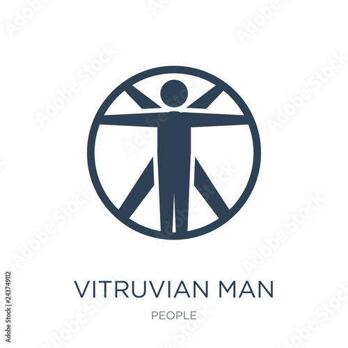 vitruvian man icon vector on white background, vitruvian man tre