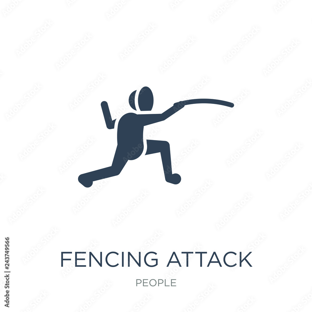 fencing attack icon vector on white background, fencing attack t