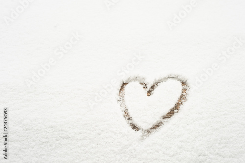heart in snow background white texture