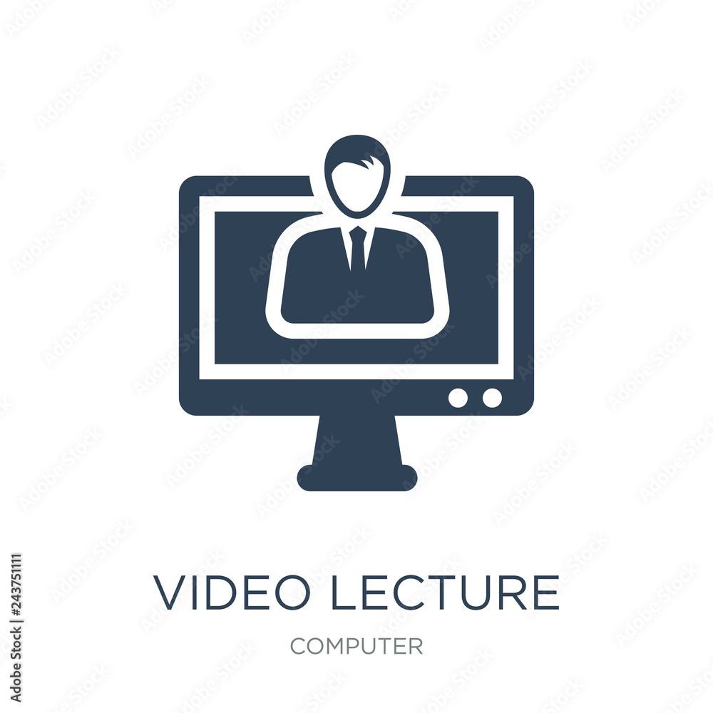 video lecture icon vector on white background, video lecture tre