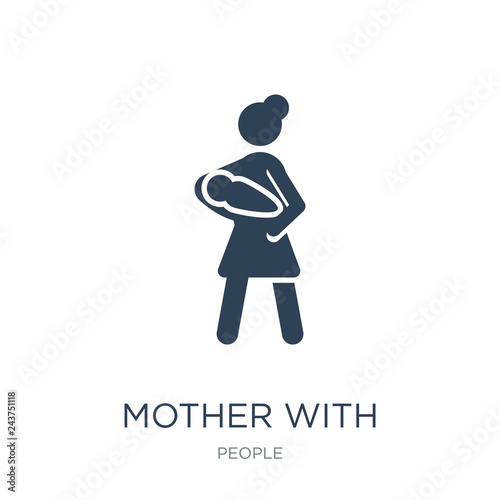 mother with baby in arms icon vector on white background, mother