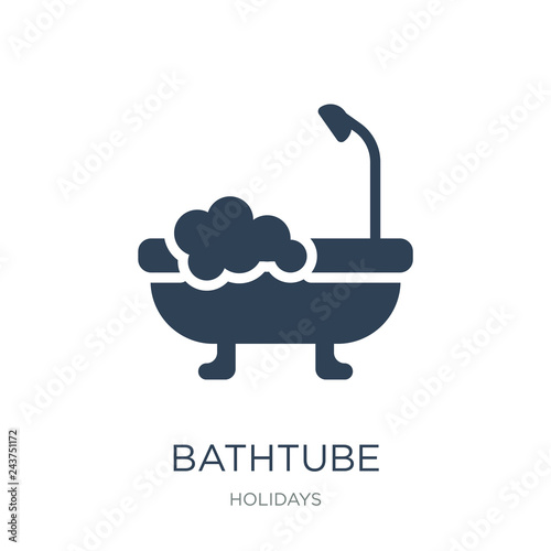 bathtube icon vector on white background, bathtube trendy filled