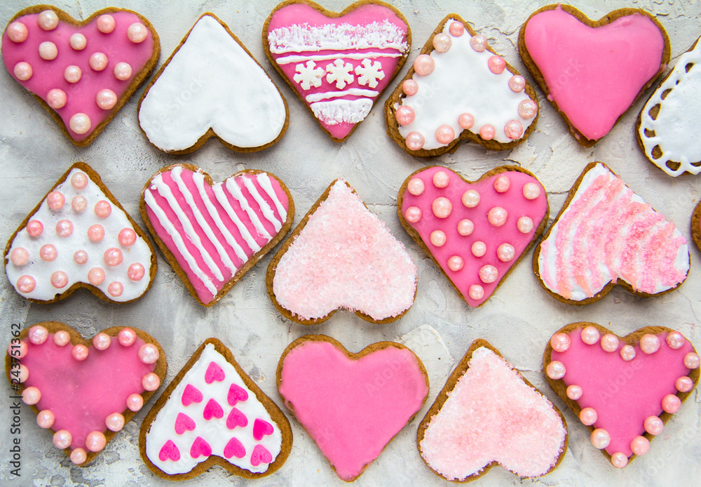 Gingerbread cookies with pink glaze Valentine's Day Gingerbread cookies with pink glaze Valentine's Day