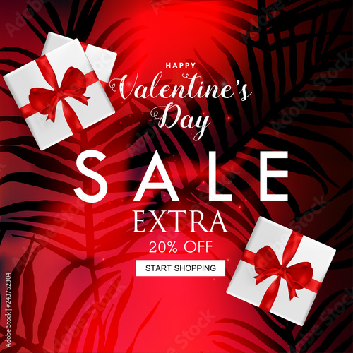 Valentines Day sale website banner. Sale tag. Sale promotional material vector illustration design for social media banner, poster, newsletter, ad, leaflet, placard, brochure, flyer, web sticker