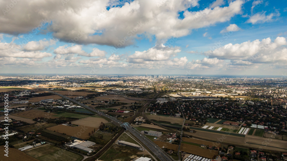 Warsaw City Panorama aerial shots