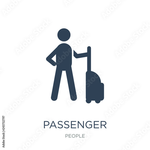 passenger icon vector on white background, passenger trendy fill