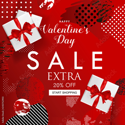 Valentines Day sale website banner. Sale tag. Sale promotional material vector illustration design for social media banner, poster, newsletter, ad, leaflet, placard, brochure, flyer, web sticker