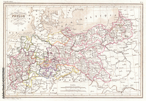 1843  Malte-Brun Map of Prussia  Germany