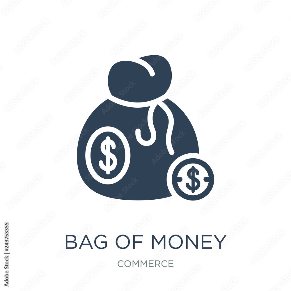 bag of money with dollar icon vector on white background, bag of