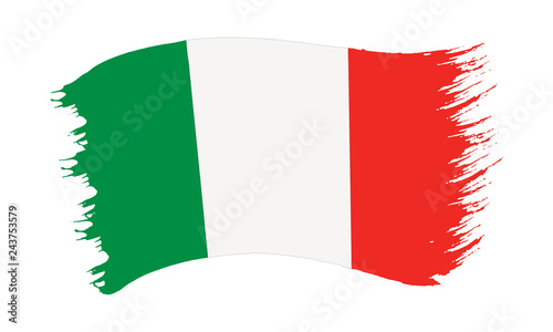 Brushstroke painted flag of Italy