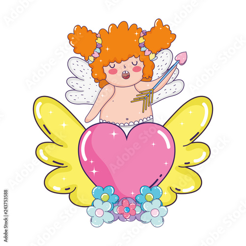 cute cupid chubby girl with heart