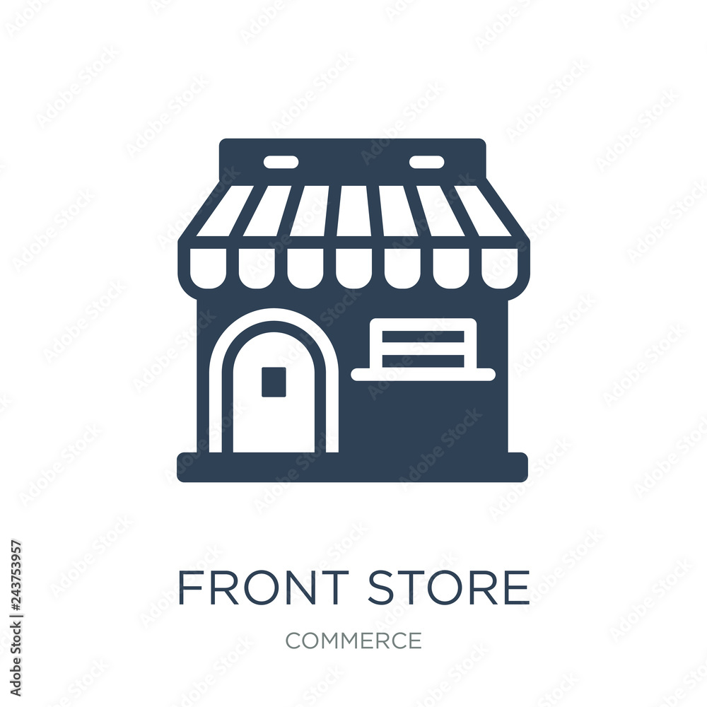 front store with awning icon vector on white background, front s - obrazy, fototapety, plakaty 