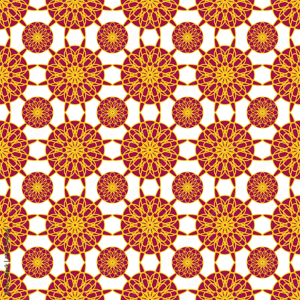 Fototapeta premium Vector ornamental seamless pattern, geometric figures, stars, rhombuses. Stylish ornament background, repeat tiles. Elegant design for prints, textile, wallpapers