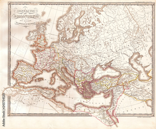 1850, Map of the Roman Empire as Divided into East and West, Ancient Rome