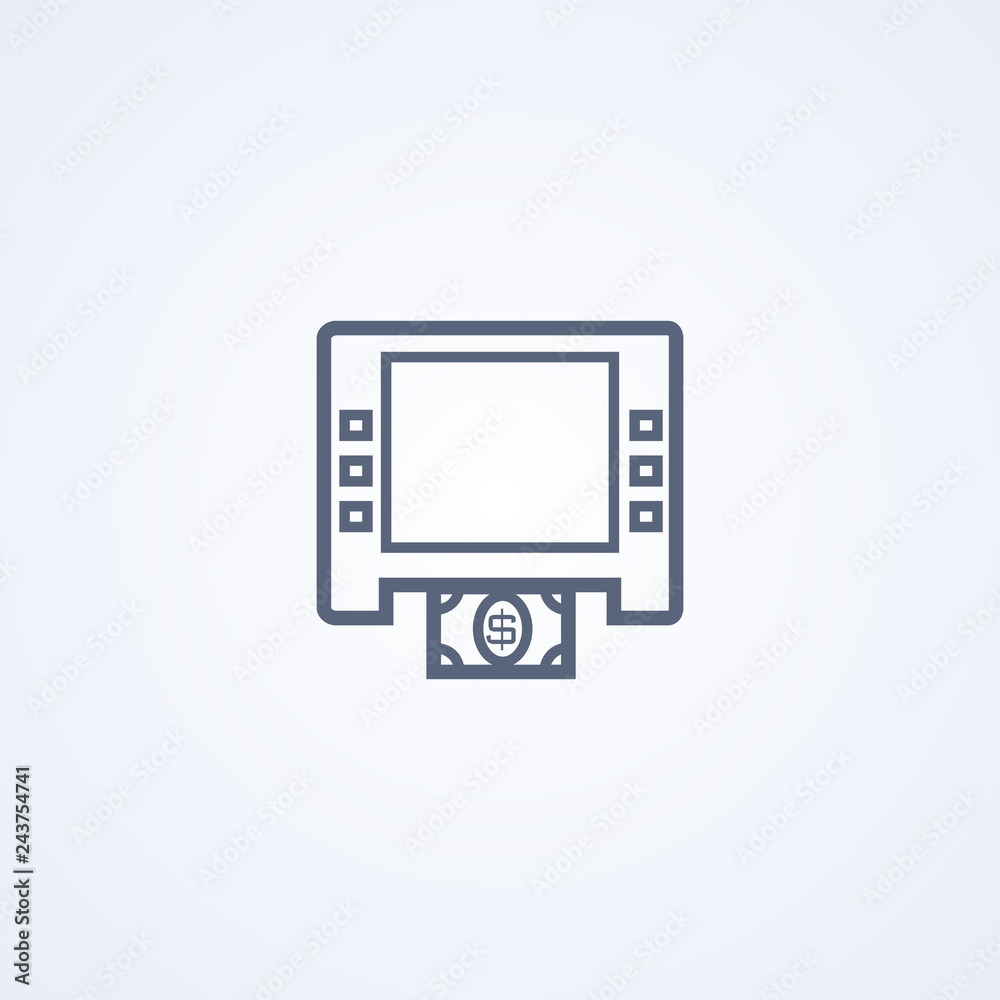 ATM icon, withdrawal, vector best gray line icon ATM icon, withdrawal, vector best gray line icon