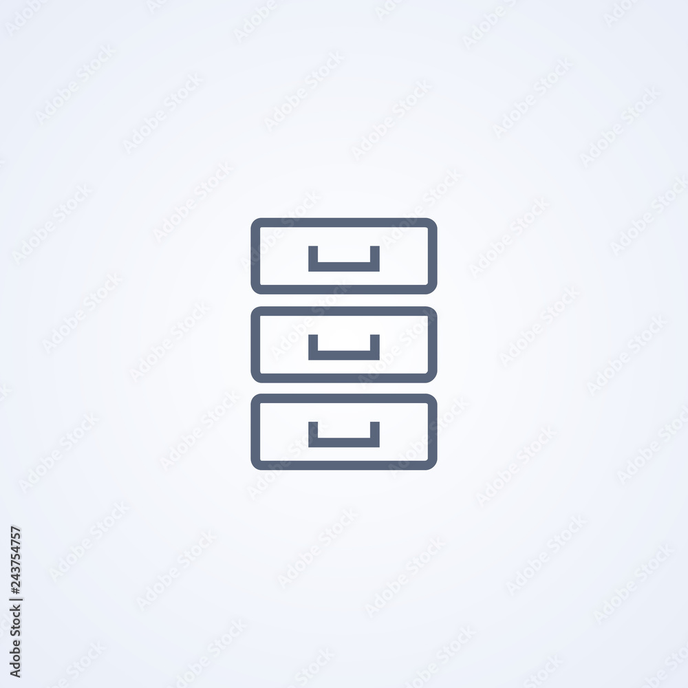 Cabinet stationery, archive box, vector best gray line icon Cabinet stationery, archive box, vector best gray line icon