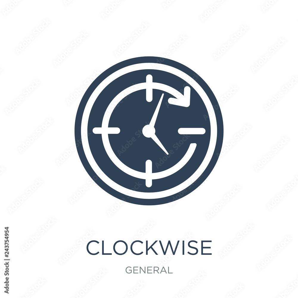 clockwise icon vector on white background, clockwise trendy fill clockwise icon vector on white background, clockwise trendy fill