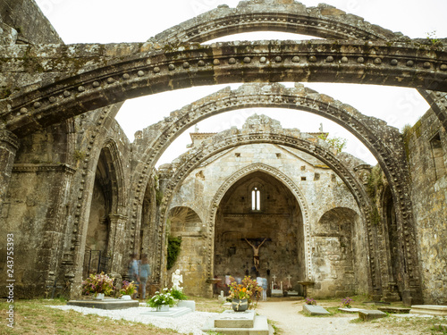 Ruinas de Santa Mariña Dozo, en Cambados ,Pontevedra de estilo gótico marinero, con el cementerio. Verano de 2018 photo