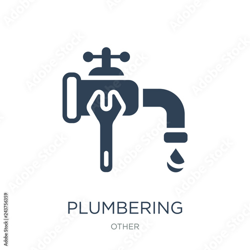 plumbering icon vector on white background, plumbering trendy fi photo
