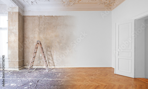 room  before and after renovation or  refurbishment