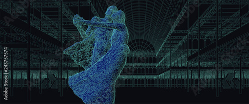 couple dancing at crystal palace. the figures and the background are two different objects for ease of use