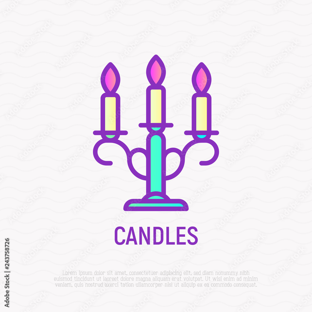 Candelabrum thin line icon. Modern vector illustration of decoration for celebration. Candelabrum thin line icon. Modern vector illustration of decoration for celebration.