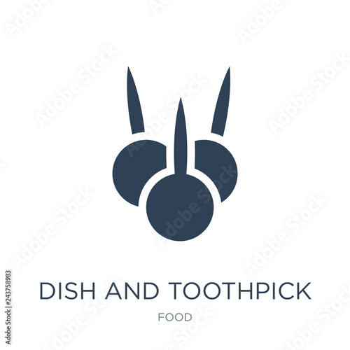 dish and toothpick icon vector on white background, dish and too