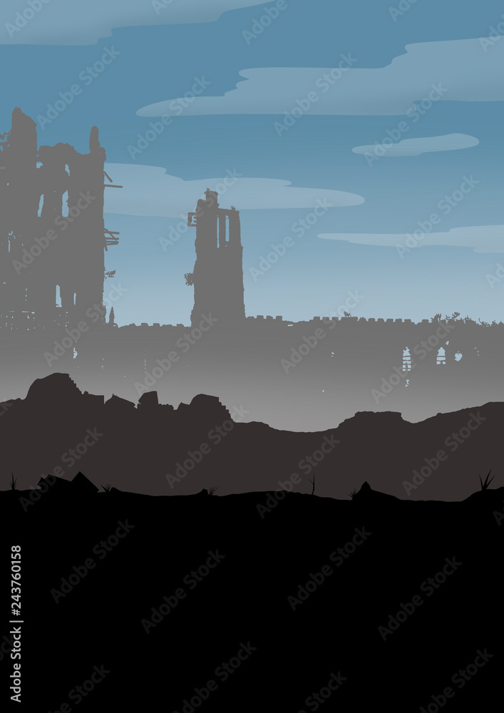 War battle scene background illustration. War battle scene background illustration.