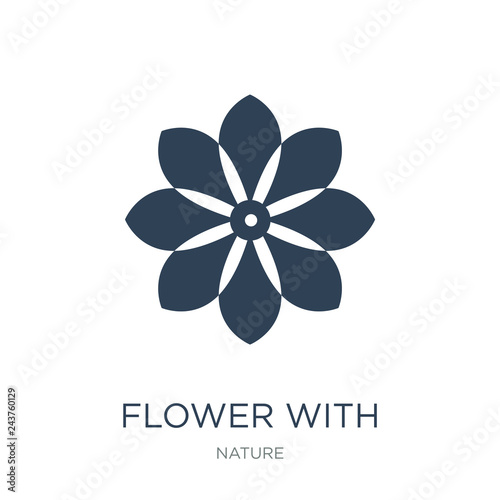 flower with eight petals icon vector on white background, flower