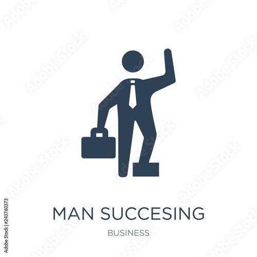 man succesing icon vector on white background, man succesing tre