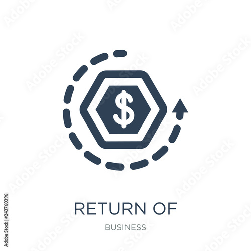 return of investment icon vector on white background, return of