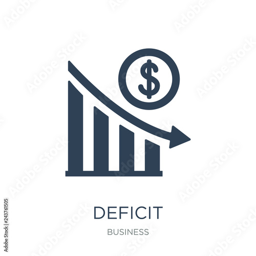 deficit icon vector on white background, deficit trendy filled i