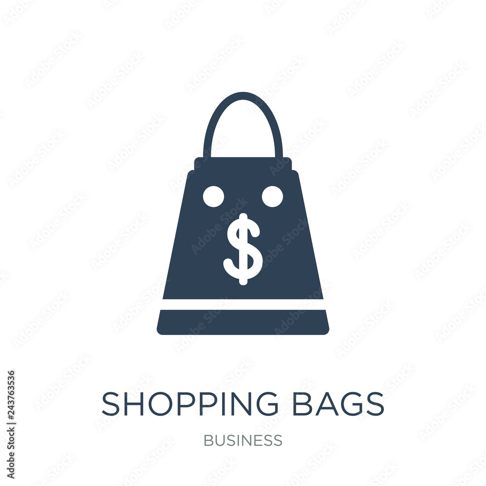 shopping bags icon vector on white background, shopping bags tre