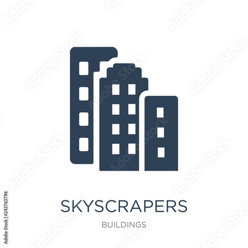 skyscrapers icon vector on white background, skyscrapers trendy