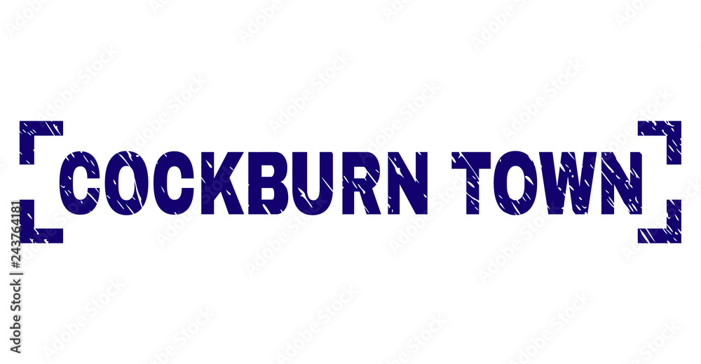 COCKBURN TOWN text seal print with distress texture. Text title is placed inside corners. Blue vector rubber print of COCKBURN TOWN with dirty texture. COCKBURN TOWN text seal print with distress texture. Text title is placed inside corners. Blue vector rubber print of COCKBURN TOWN with dirty texture.