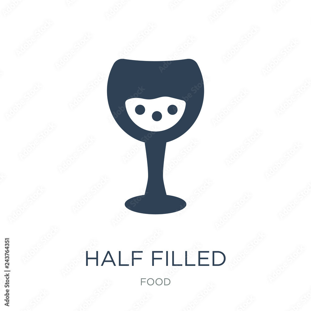 Fotografie half filled cocktail glass icon vector on white background, half