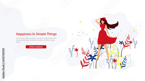 Happiness in Simple Things Flat Vector Web Banner