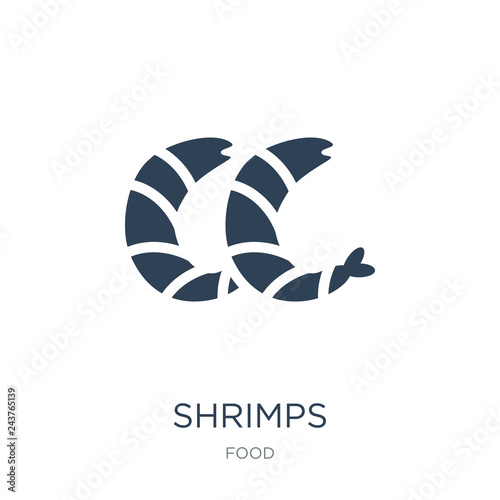 shrimps icon vector on white background, shrimps trendy filled i
