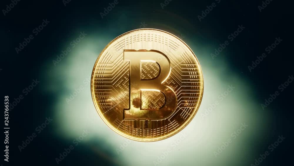 Rotating Bitcoin coin secure crypto currency visualization