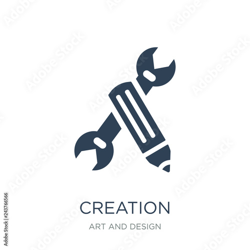 creation icon vector on white background, creation trendy filled