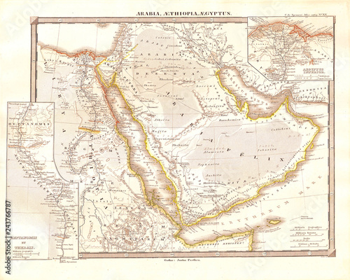 1855, Spruneri Map of Arabia, Egypt and Ethiopia or Abyssinia