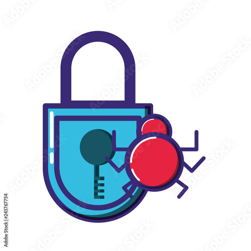 security padlock with virus bug