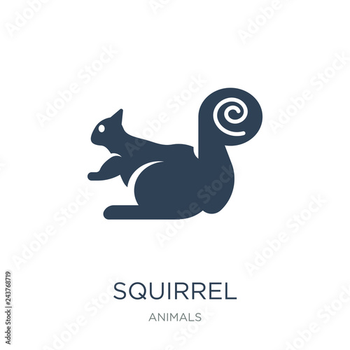 squirrel icon vector on white background, squirrel trendy filled