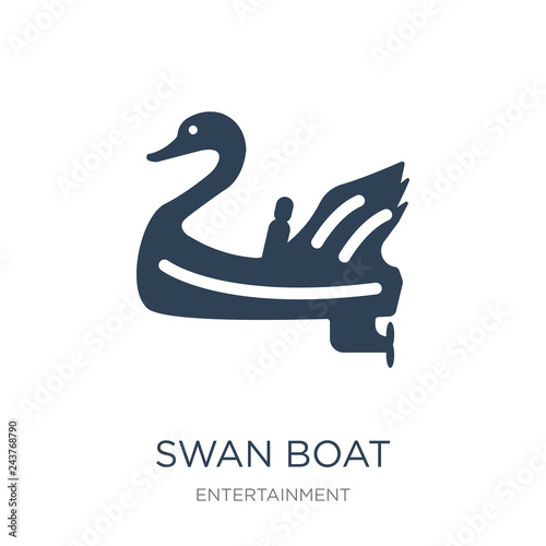 swan boat icon vector on white background, swan boat trendy fill