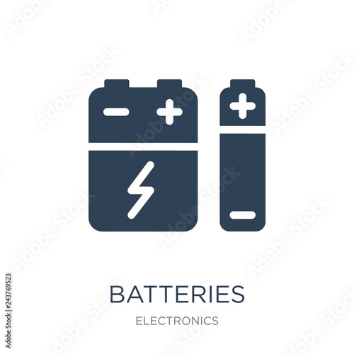 batteries icon vector on white background, batteries trendy fill
